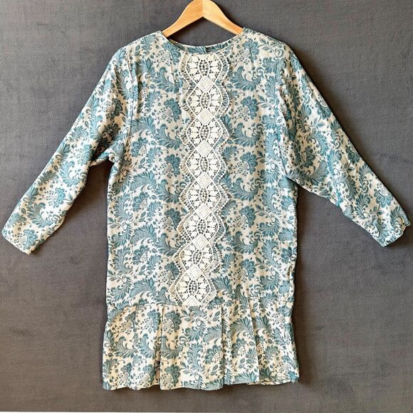 Vintage Jessica McClintock Dress Jacquard Lace-Drop Waist-Back Buttons - Size 6 - Picture 2 of 16